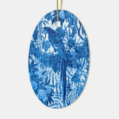 ジャングルの中のオウム、インジゴブルーとホワイト セラミックオーナメント (左)