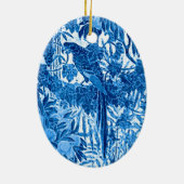 ジャングルの中のオウム、インジゴブルーとホワイト セラミックオーナメント (裏面)