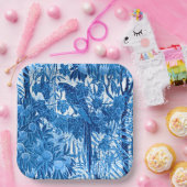 ジャングルの中のオウム、インジゴブルーとホワイト ペーパープレート (パーティー)