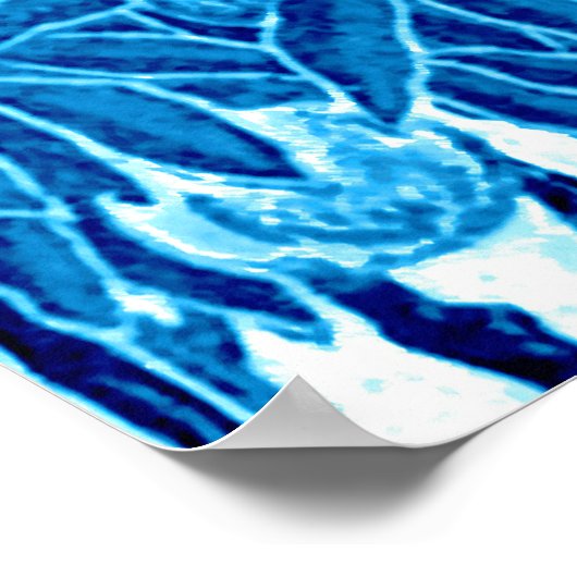 ジャングルの中のオウム、インジゴブルーとホワイト ポスター (角)