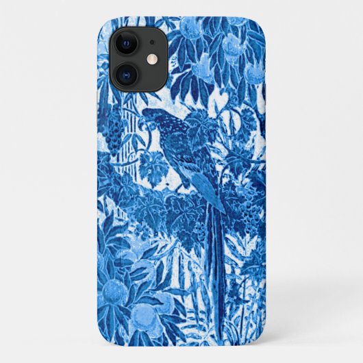 ジャングルの中のオウム、インジゴブルーとホワイト Case-Mate iPhoneケース (裏面)