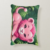 ジャングルの中のピンクのライオンの仔 アクセントクッション (裏面(縦))