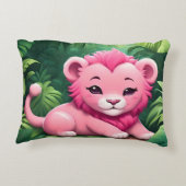 ジャングルの中のピンクのライオンの仔 アクセントクッション (裏面)