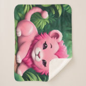 ジャングルの中のピンクのライオンの仔 シェルパブランケット (正面)