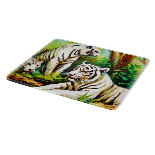 ジャングルの中の可愛い白いトラ。買今 カッティングボード (角)