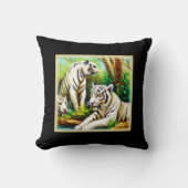 ジャングルの中の可愛い白いトラ。買今 クッション (正面)