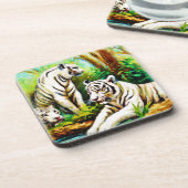 ジャングルの中の可愛い白いトラ。買今 コースター (左側)