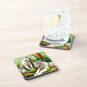 ジャングルの中の可愛い白いトラ。買今 コースター (右側)