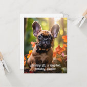 🐶💗ジャングルの中の甘いフランスの子犬 カード (正面/裏面インサイチュ)