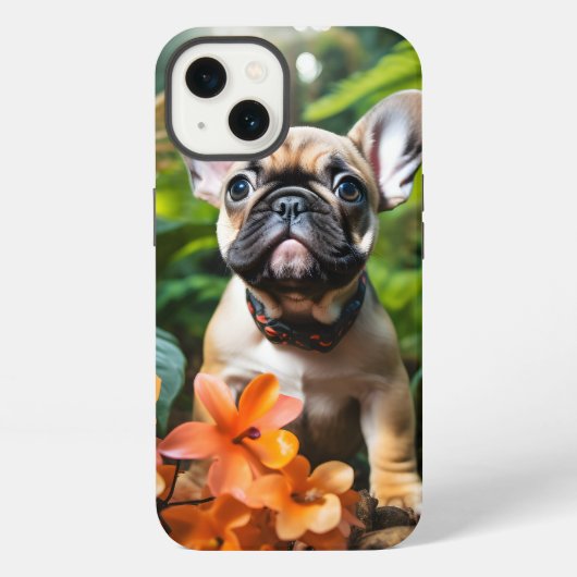 😍ジャングルの中の甘いフランスの子犬 iPhoneケース (裏面)