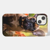 🐶💗ジャングルの中の甘いフランスの子犬 iPhoneケース (裏面横)