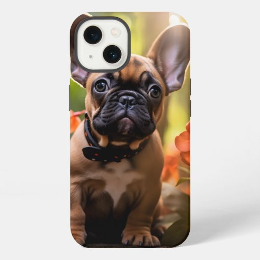 🐶💗ジャングルの中の甘いフランスの子犬 iPhoneケース (裏面)