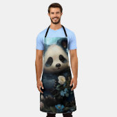 ジャングルの中の穏やかなパンダのクマバラ エプロン (着用した状態)
