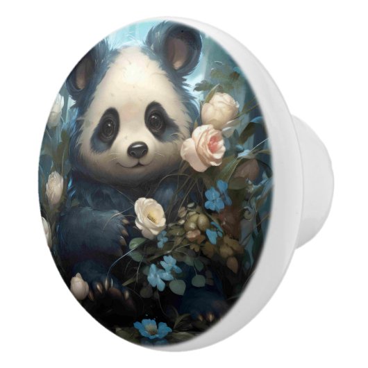 ジャングルの中の穏やかなパンダのクマバラ セラミックノブ (右)