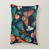 ジャングルの中の美しい花と蝶 アクセントクッション (裏面(縦))