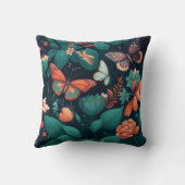 ジャングルの中の美しい花と蝶 クッション (裏面)