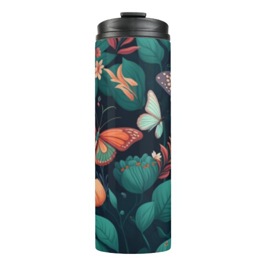 ジャングルの中の美しい花と蝶 タンブラー (正面)