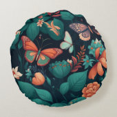 ジャングルの中の美しい花と蝶 ラウンドクッション (裏面)