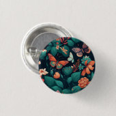 ジャングルの中の美しい花と蝶 缶バッジ (正面&裏面)