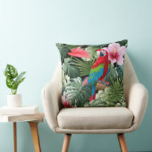 ジャングルの中の赤いオウム クッション (椅子)