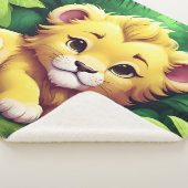 ジャングルの中の黄色いライオンの仔 シェルパブランケット (3/4)