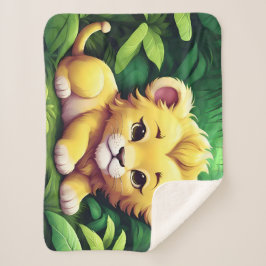 ジャングルの中の黄色いライオンの仔 シェルパブランケット