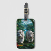 ジャングルの中を白いトラがブラブラ歩いている ラゲッジタグ (正面縦)