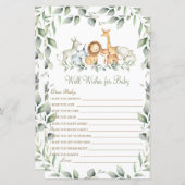 ジャングルの動物が赤ちゃんのシャワーゲームを望む (正面/裏面)