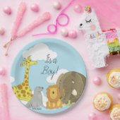 ジャングルの動物たちが少年の赤ちゃんシャワーをテーマにした ペーパープレート (パーティー)