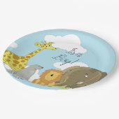 ジャングルの動物たちが少年の赤ちゃんシャワーをテーマにした ペーパープレート (アングル)