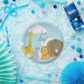 ジャングルの動物たちが少年の赤ちゃんシャワーをテーマにした ペーパープレート (パーティー)