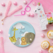 ジャングルの動物たちが少年の赤ちゃんシャワーをテーマにした ペーパープレート (パーティー)