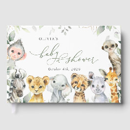 ジャングルの動物たち、サファリ、ワイルドワン、ベビーシャワー ゲストブック
