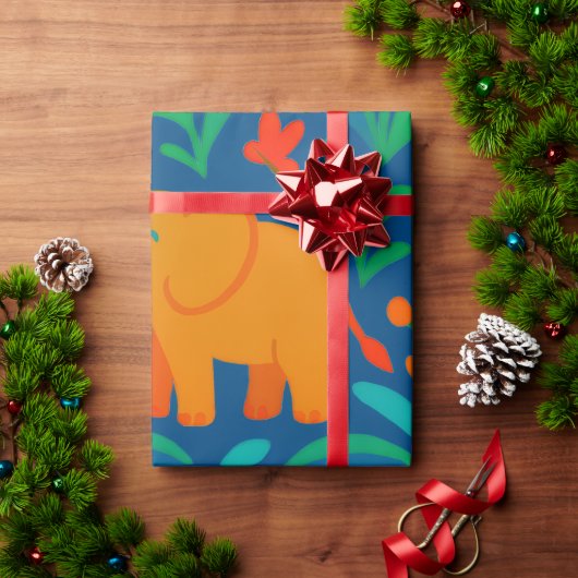 ジャングルの動物たち ラッピングペーパー (クリスマスギフト)