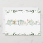 ジャングルの動物たち 車 植物 ベビーシャワー 女の子 招待状 (裏面)