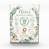 ジャングルの動物と緑の赤ちゃん誕生記念プリントステッカー フォトブロック (正面)