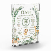 ジャングルの動物と緑の赤ちゃん誕生記念プリントステッカー フォトブロック (左)