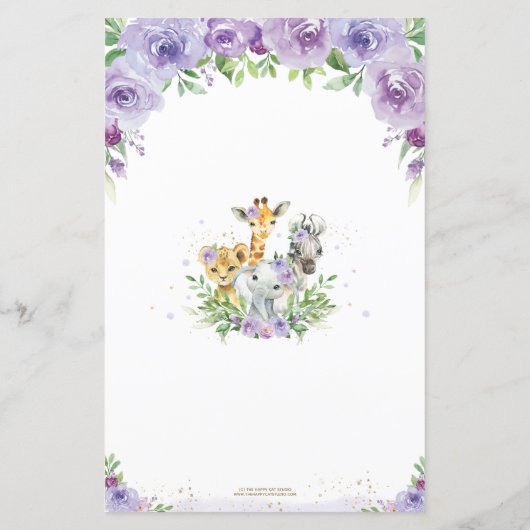 ジャングルの動物のフローラがベビーカードを希望 (裏面)