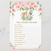 ジャングルの動物のフローラがベビーカードを希望 (正面/裏面)