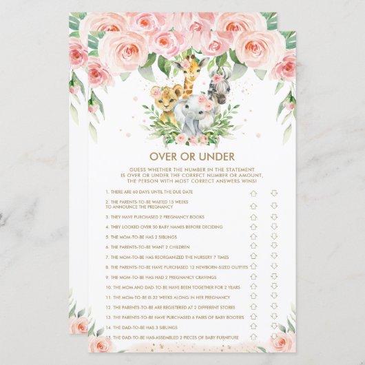 ジャングルの動物のフローラベビーオーバーまたはゲーム中 (正面/裏面)