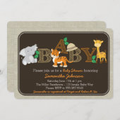ジャングルの動物のベビーシャワーの招待状 招待状 (正面/裏面)