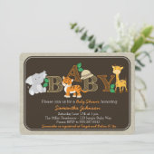 ジャングルの動物のベビーシャワーの招待状 招待状 (スタンド正面)