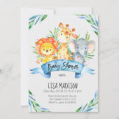 ジャングルの動物のベビーシャワーの招待状 招待状 (正面)