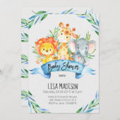 ジャングルの動物のベビーシャワーの招待状 招待状 (正面/裏面)