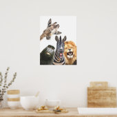 ジャングルの動物の友達のユーモアあふれる肖像 ポスター (キッチン)