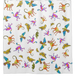 ジャングルの動物の模様 シャワーカーテン