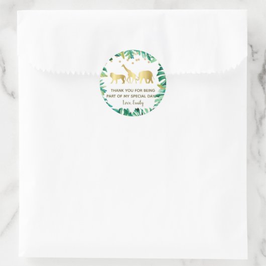 ジャングルの動物の誕生日の赤ちゃんシャワーのお気に入りラベル ラウンドシール (バッグ)