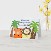 ジャングルの動物の誕生日カード カード (黄色い花)