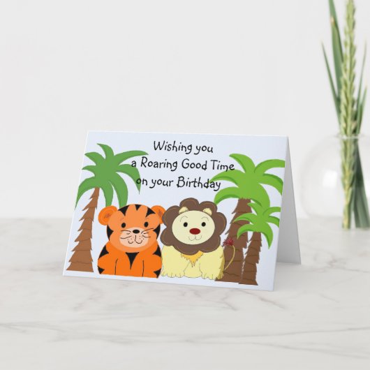 ジャングルの動物の誕生日カード カード (正面)