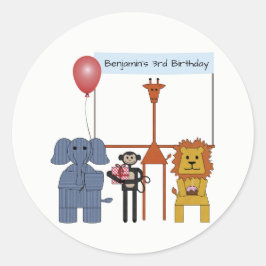 ジャングルの動物の誕生日パーティーラウンドステッカー ラウンドシール